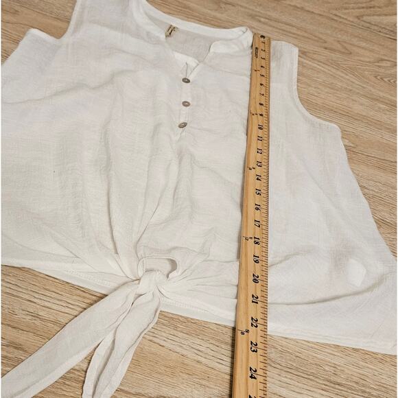 PerSeption Concept Sleeveless Blouse Tie Front  White Top Womens Size Small - Picture 4 of 7